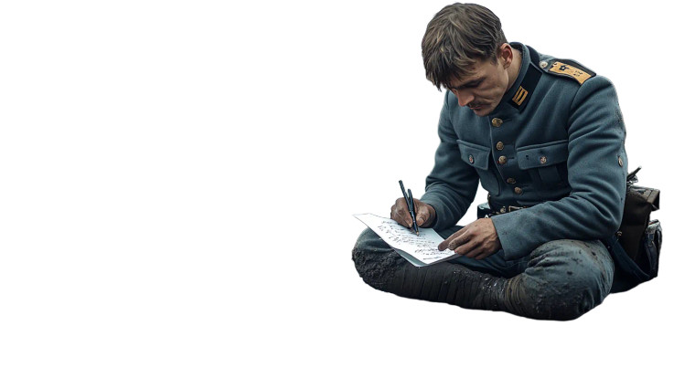 German Soldier Writing Vinyl Car Decal Sticker – Waterproof & UV-Resistant 8"