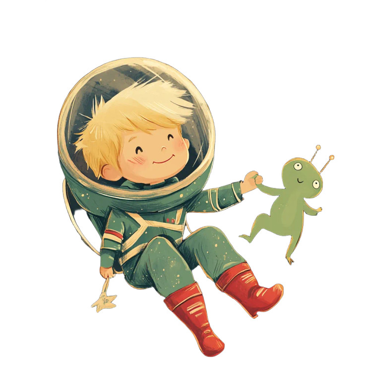 Astronaut Boy & Alien Vinyl Car Decal Sticker – Waterproof & UV-Resistant 8"
