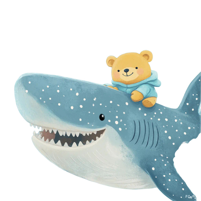 Teddy On Whale Shark Vinyl Car Decal Sticker – Waterproof & UV-Resistant 8"