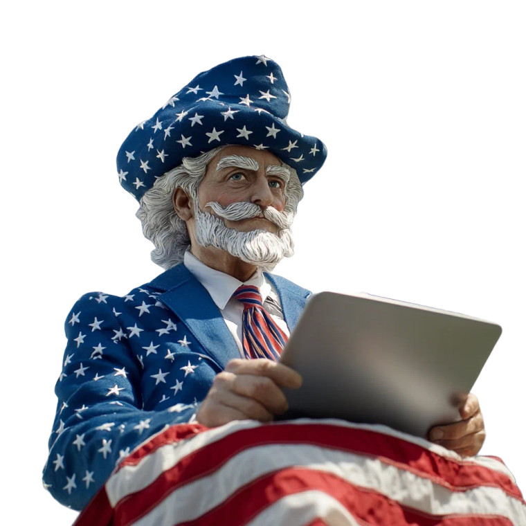 Uncle Sam Analyzing Data Vinyl Car Decal Sticker – Waterproof & UV-Resistant 8"