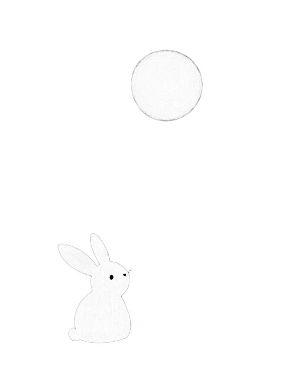 Moon Rabbit Illustration Vinyl Car Decal Sticker – Waterproof & UV-Resistant 8"