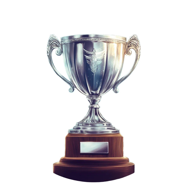 Modern Silver Trophy Vinyl Car Decal Sticker – Waterproof & UV-Resistant 8"