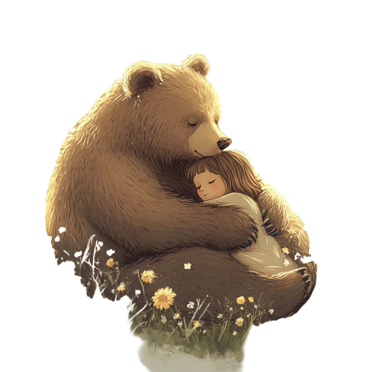 Gentle Bear Embrace Vinyl Car Decal Sticker – Waterproof & UV-Resistant 8"