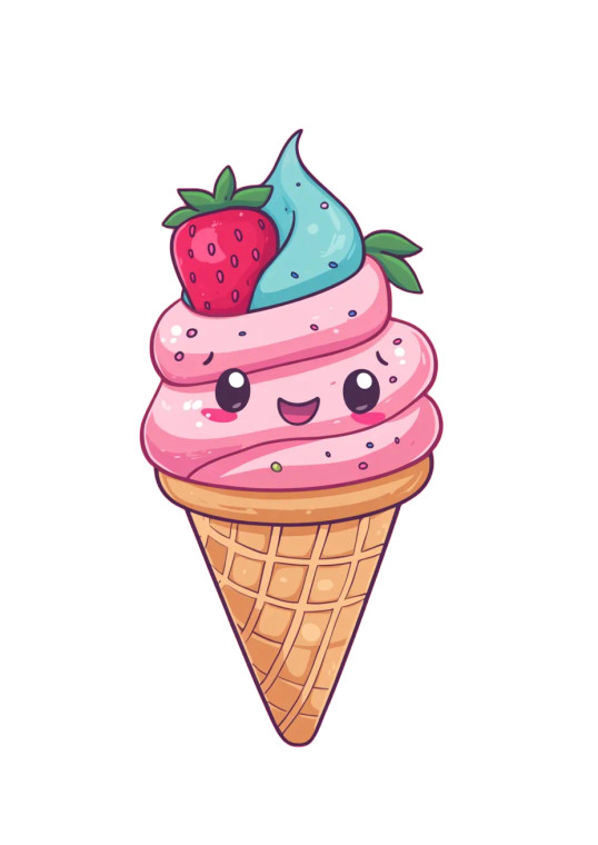 Kawaii Ice Cream V6 Vinyl Car Decal Sticker – Waterproof & UV-Resistant 8"