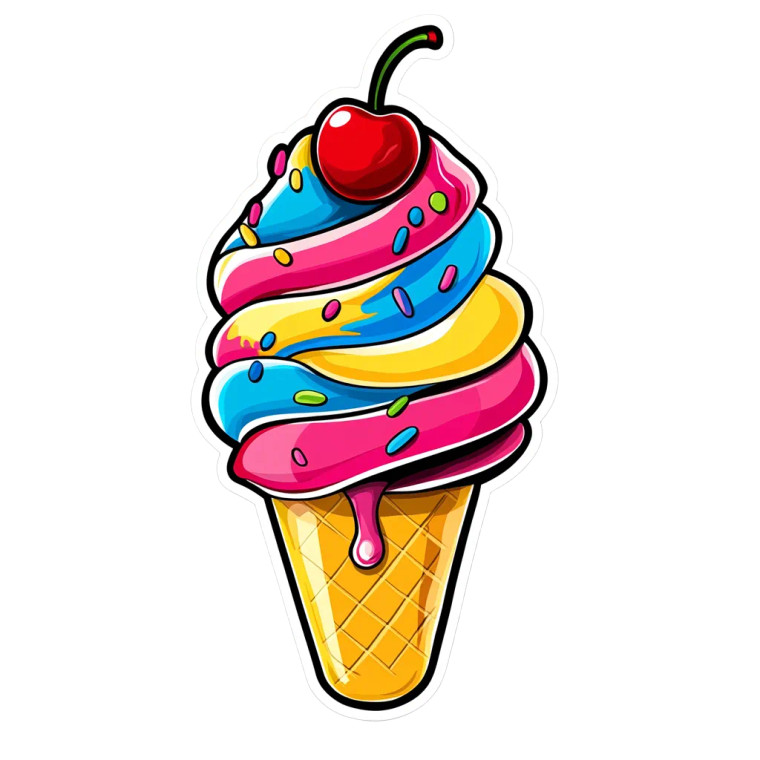 Colorful Ice Cream Vinyl Car Decal Sticker – Waterproof & UV-Resistant 8"
