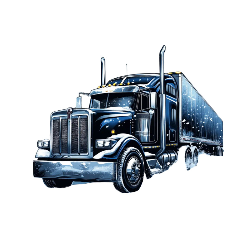 Snowy Semi Truck Vinyl Car Decal Sticker – Waterproof & UV-Resistant 8"
