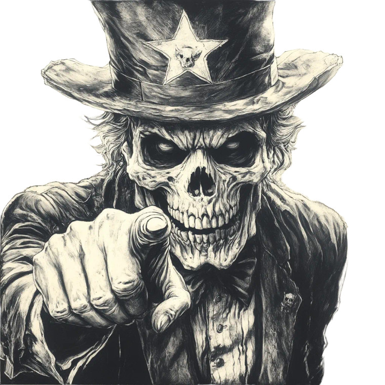 Evil Skull Uncle Sam Vinyl Car Decal Sticker – Waterproof & UV-Resistant 8"