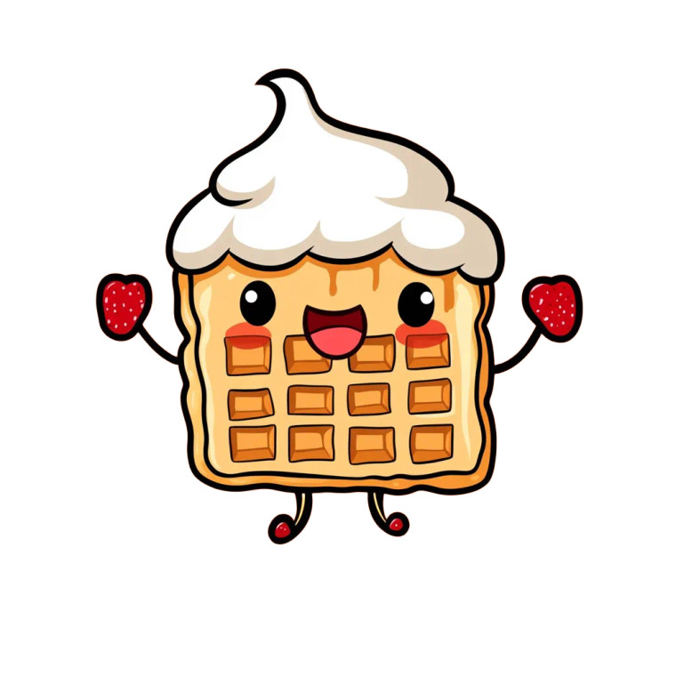 Kawaii Waffle Character Vinyl Car Decal Sticker – Waterproof & UV-Resistant 8"