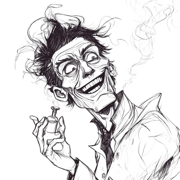 Mad Scientist Sketch Vinyl Car Decal Sticker – Waterproof & UV-Resistant 8"