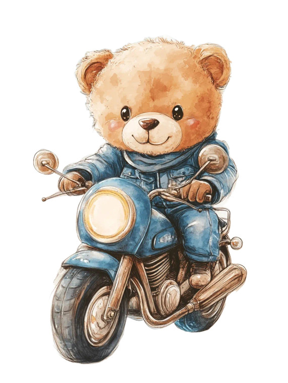 Teddy Biker Bear Vinyl Car Decal Sticker – Waterproof & UV-Resistant 8"