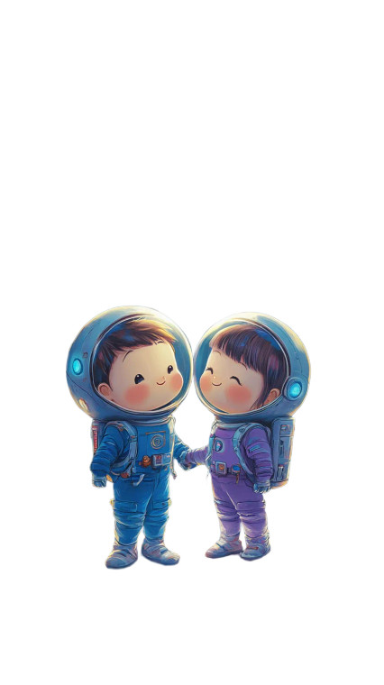 Cartoon Space Couple Vinyl Car Decal Sticker – Waterproof & UV-Resistant 8"