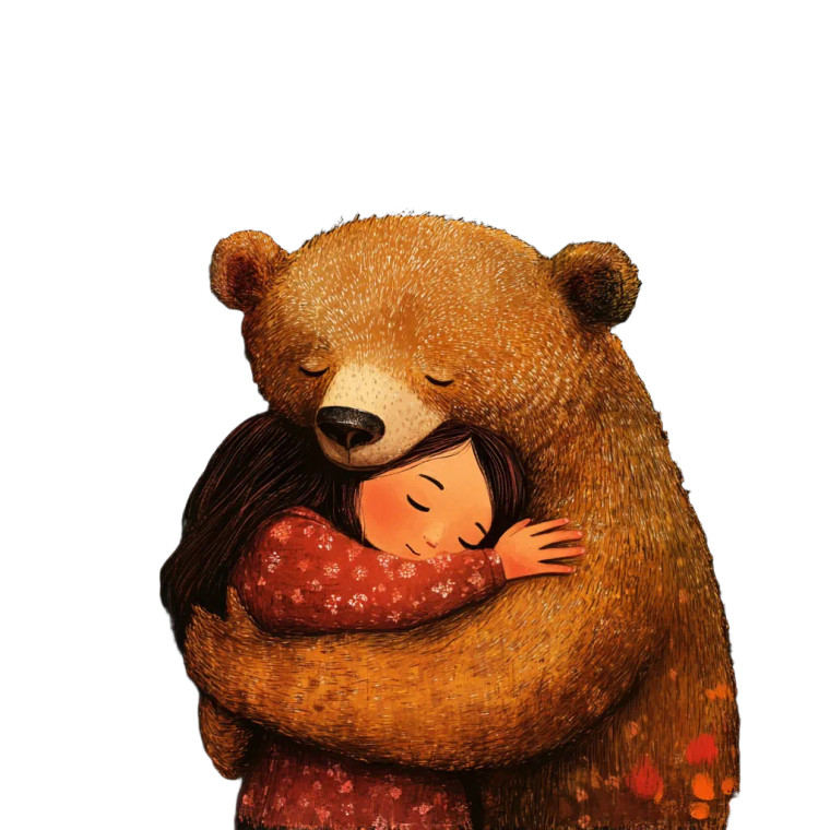 Warm Bear Hug Vinyl Car Decal Sticker – Waterproof & UV-Resistant 8"