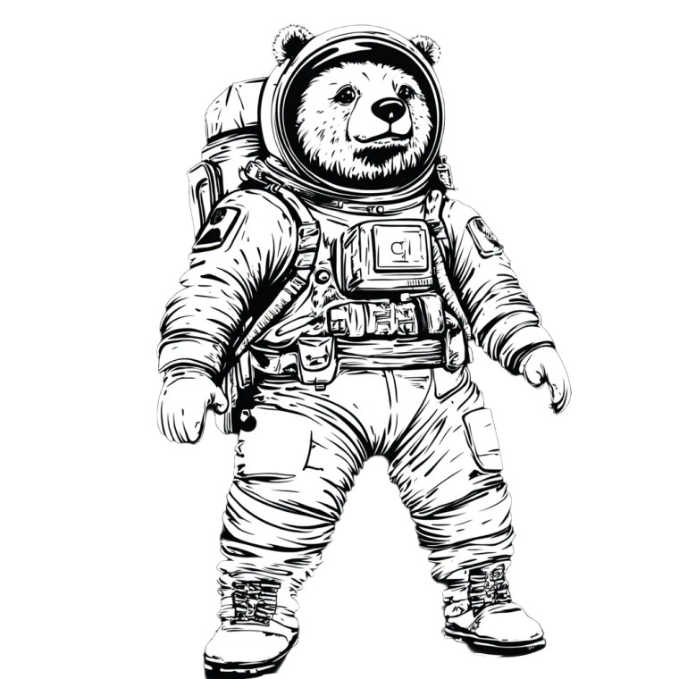 Astronaut Bear V7 Vinyl Car Decal Sticker – Waterproof & UV-Resistant 8"
