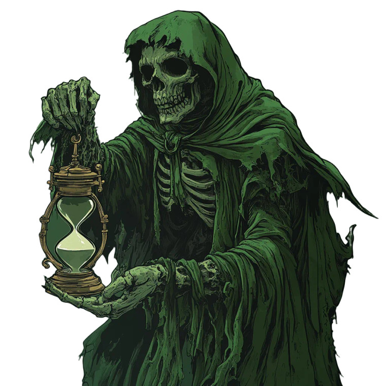 Green Reaper Hourglass Vinyl Car Decal Sticker – Waterproof & UV-Resistant 8"