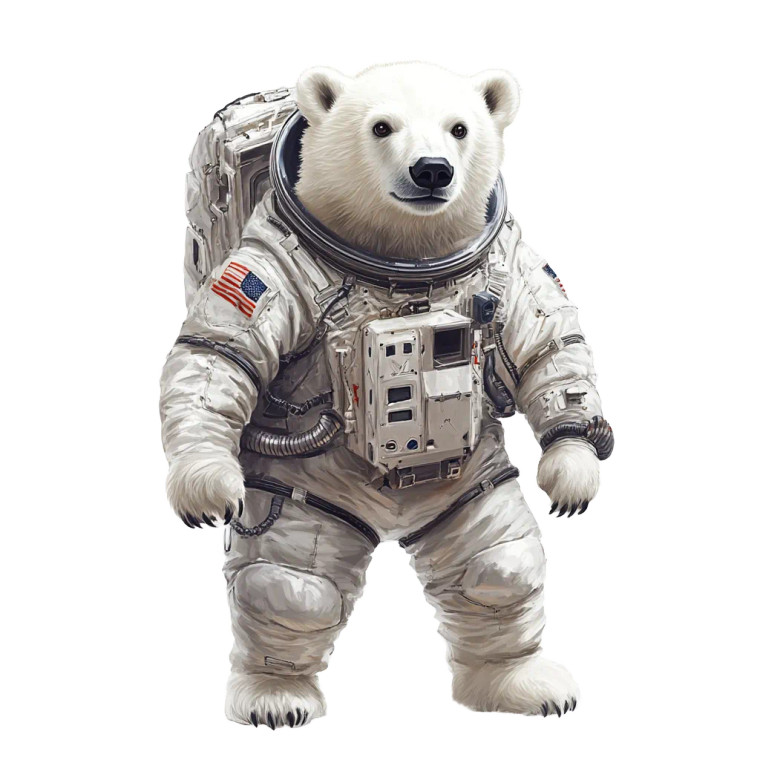 Astronaut Polar Bear Vinyl Car Decal Sticker – Waterproof & UV-Resistant 8"