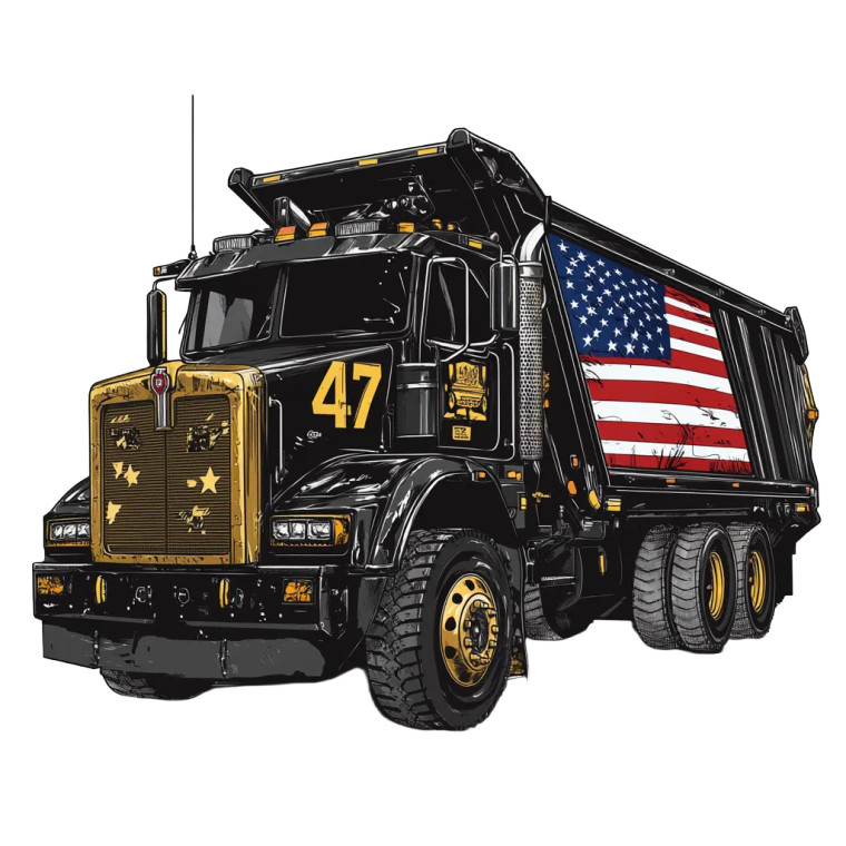 Patriotic Garbage Truck Vinyl Car Decal Sticker – Waterproof & UV-Resistant 8"