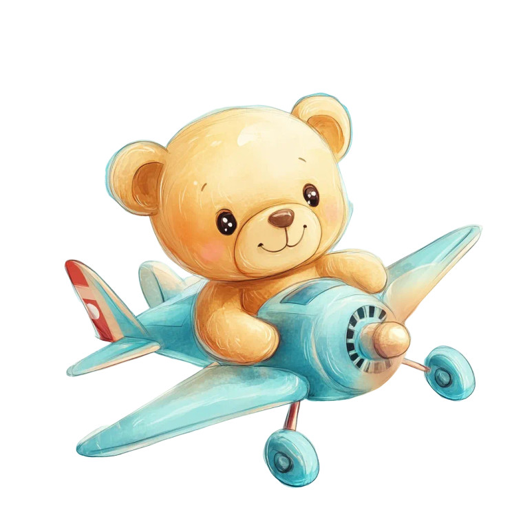Teddy Bear Plane Vinyl Car Decal Sticker – Waterproof & UV-Resistant 8"