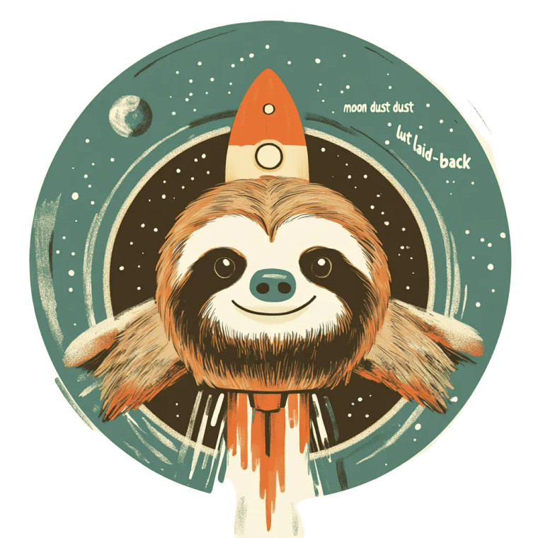 Sloth Rocket Space Vinyl Car Decal Sticker – Waterproof & UV-Resistant 8"