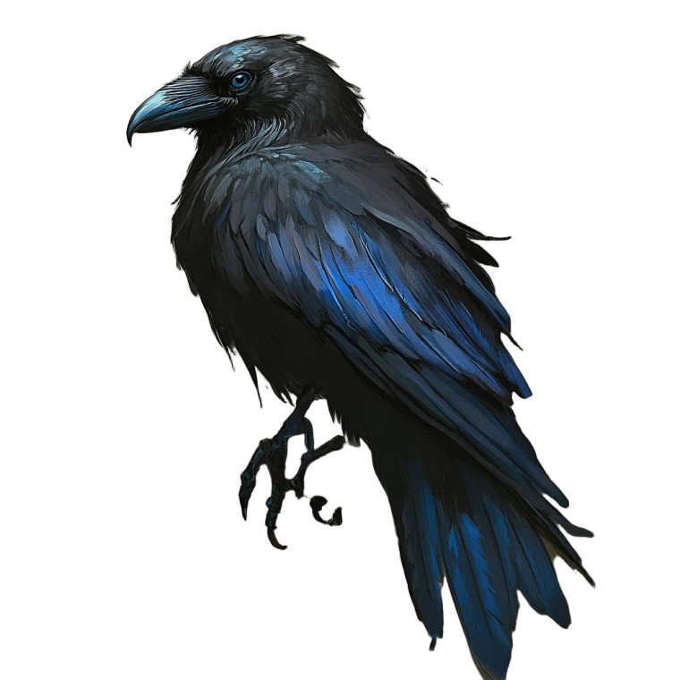 Blue-Tipped Raven Vinyl Car Decal Sticker – Waterproof & UV-Resistant 8"