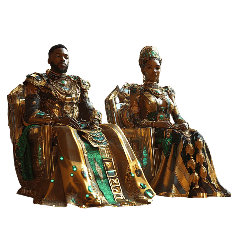 Futuristic African Monarchs Vinyl Car Decal Sticker – Waterproof & UV-Resistant 8"