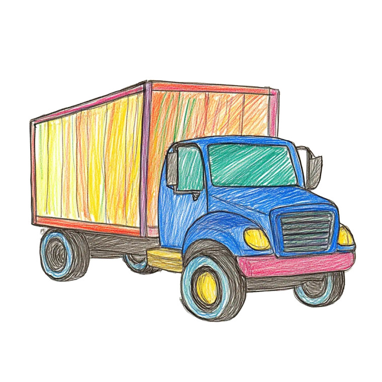 Grocery Truck Drawing Vinyl Car Decal Sticker – Waterproof & UV-Resistant 8"