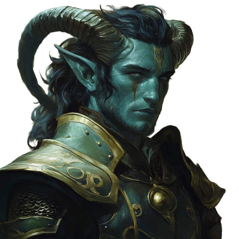 Blue Tiefling Paladin Vinyl Car Decal Sticker – Waterproof & UV-Resistant 8"