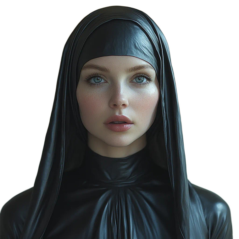 Leather Nun Portrait Vinyl Car Decal Sticker – Waterproof & UV-Resistant 8"