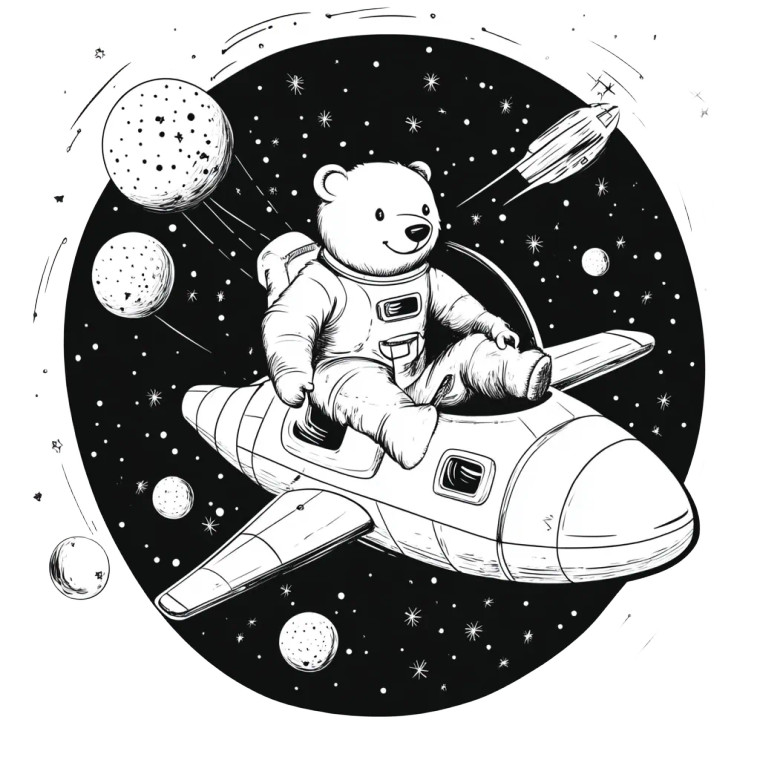 Bear In Space Vinyl Car Decal Sticker – Waterproof & UV-Resistant 8"