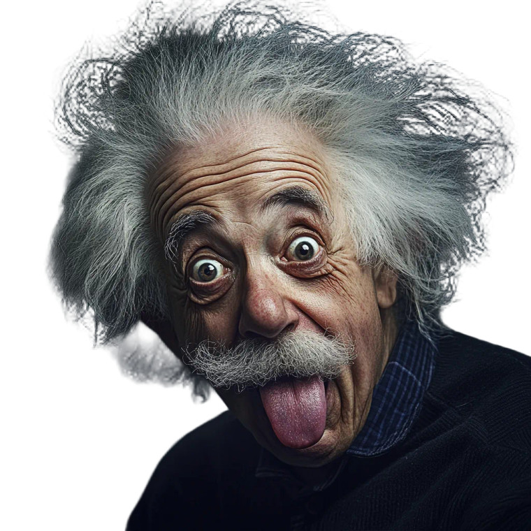 Playful Einstein Portrait Vinyl Car Decal Sticker – Waterproof & UV-Resistant 8"