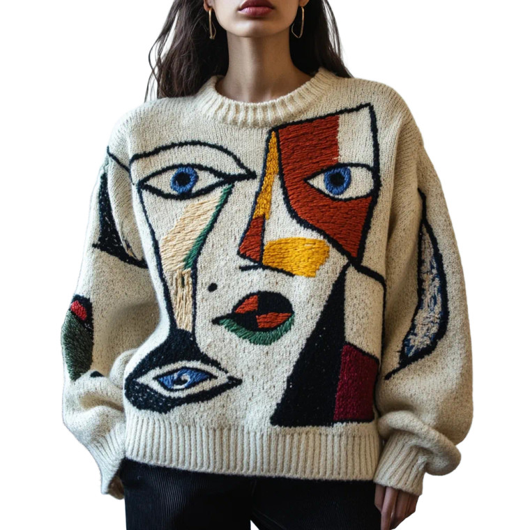 Guernica Embroidery Sweater Vinyl Car Decal Sticker – Waterproof & UV-Resistant 8"