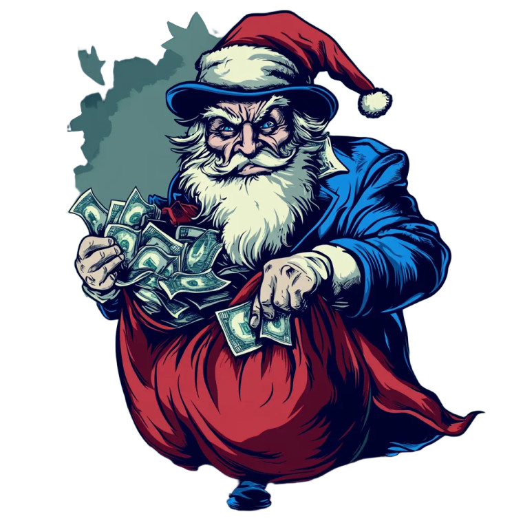 Evil Blue Santa Sam Vinyl Car Decal Sticker – Waterproof & UV-Resistant 8"