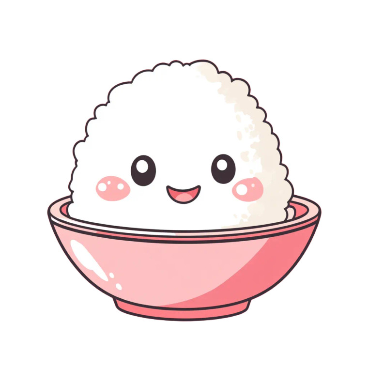 Kawaii Rice Bowl Vinyl Car Decal Sticker – Waterproof & UV-Resistant 8"