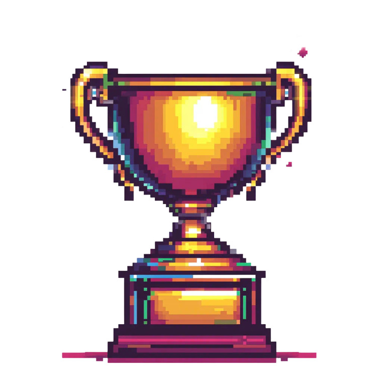 Pixelated Glowing Trophy Vinyl Car Decal Sticker – Waterproof & UV-Resistant 8"