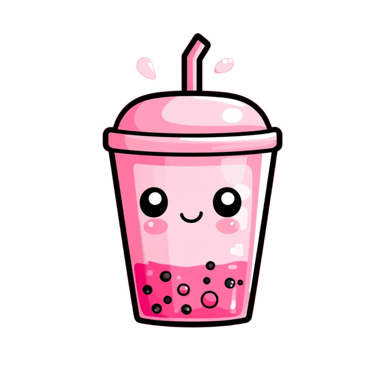 Pink Boba Mascot Vinyl Car Decal Sticker – Waterproof & UV-Resistant 8"
