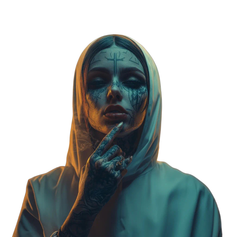 Cyberpunk Nun Portrait Vinyl Car Decal Sticker – Waterproof & UV-Resistant 8"