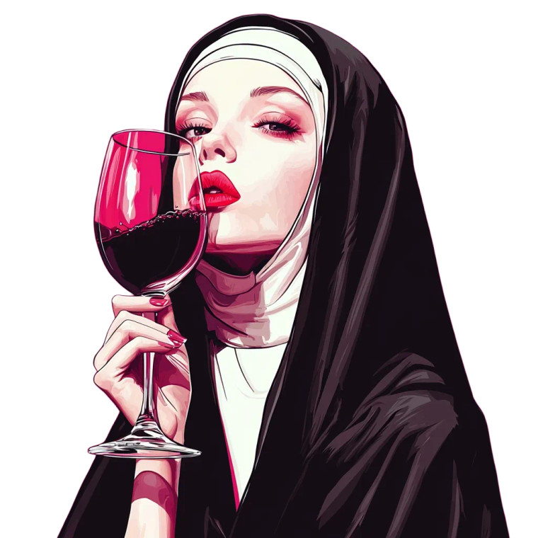 Nun Drinking Wine Vinyl Car Decal Sticker – Waterproof & UV-Resistant 8"