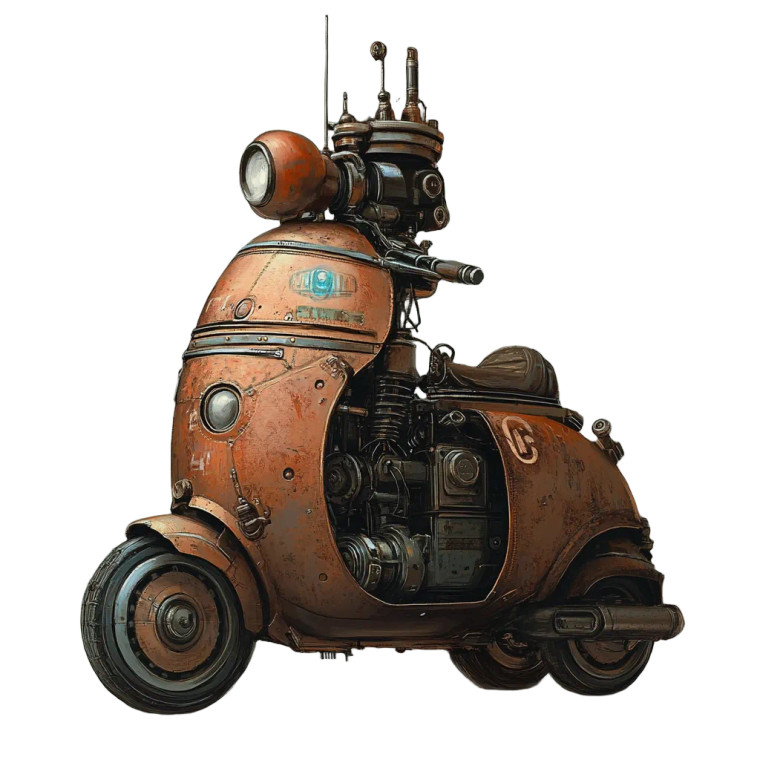 Steampunk Vespa Robot Vinyl Car Decal Sticker – Waterproof & UV-Resistant 8"