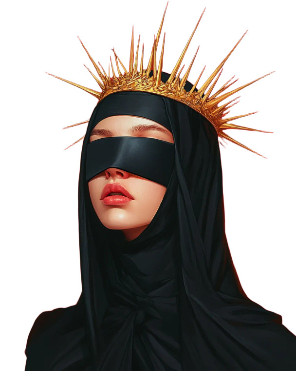 Crowned Nun Vinyl Car Decal Sticker – Waterproof & UV-Resistant 8"