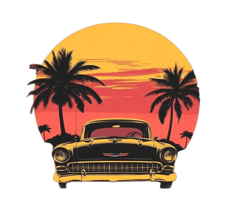 Sunset Car Design Vinyl Car Decal Sticker – Waterproof & UV-Resistant 8"