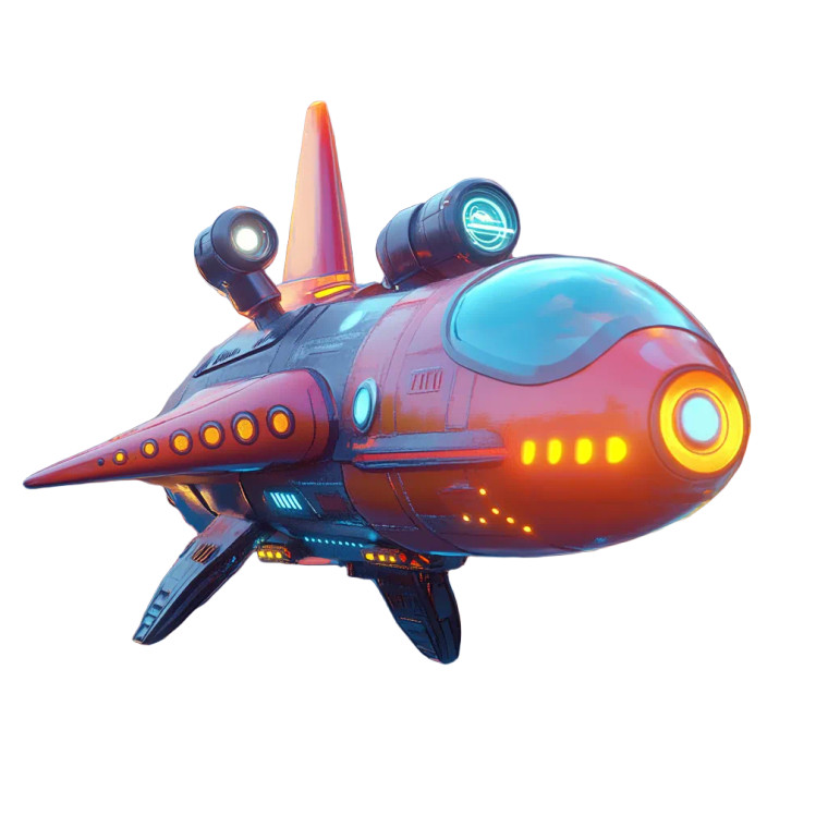 Sci-Fi Cartoony Ship Vinyl Car Decal Sticker – Waterproof & UV-Resistant 8"