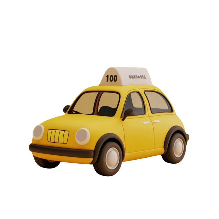 Cute 3D Taxi Vinyl Car Decal Sticker – Waterproof & UV-Resistant 8"