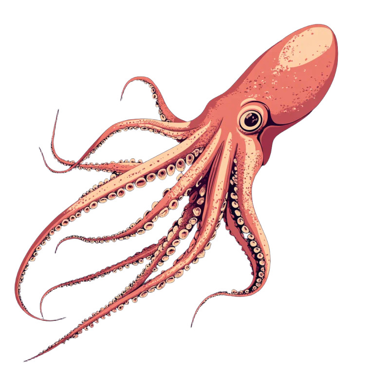 Giant Squid Art Vinyl Car Decal Sticker – Waterproof & UV-Resistant 8"