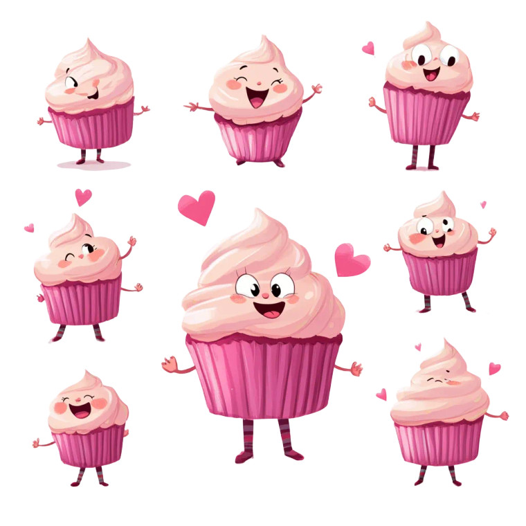 Cute Cupcake Character Vinyl Car Decal Sticker – Waterproof & UV-Resistant 8"