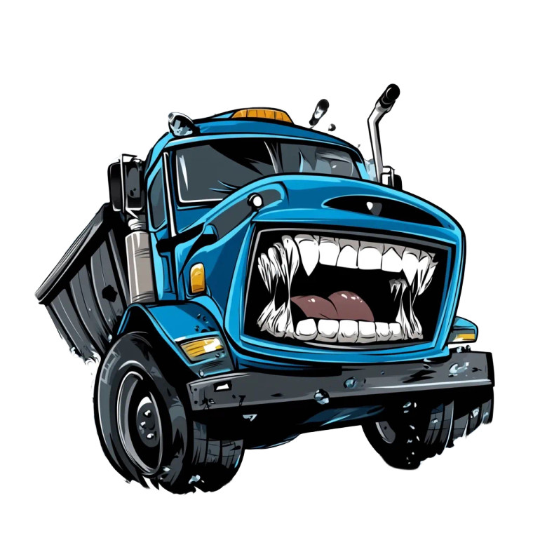 Angry Garbage Truck Vinyl Car Decal Sticker – Waterproof & UV-Resistant 8"