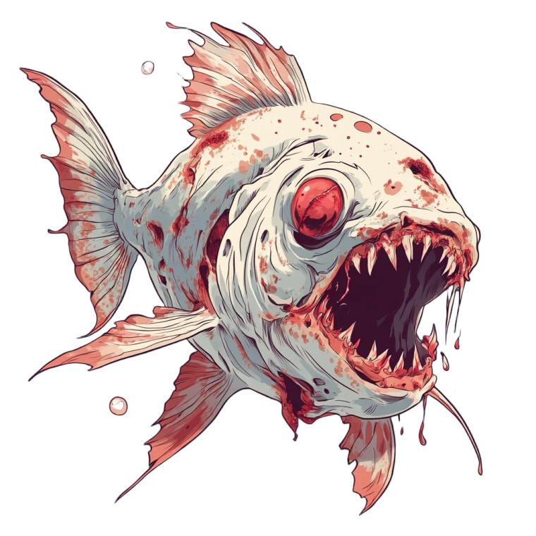 Bitten Piranha Anime Vinyl Car Decal Sticker – Waterproof & UV-Resistant 8"