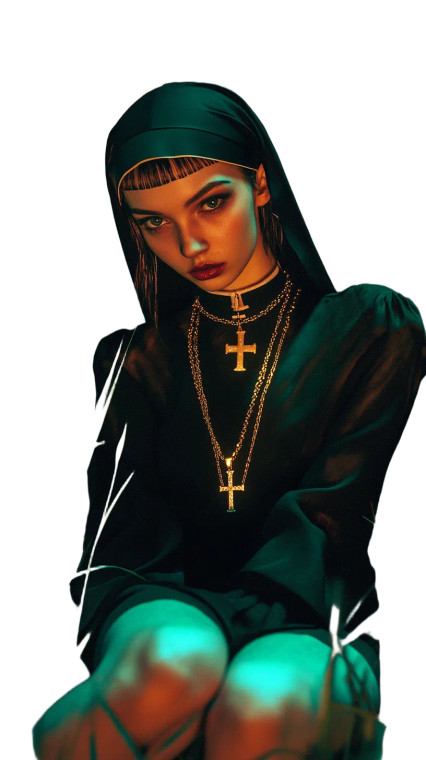 Fashion Model Nun V2 Vinyl Car Decal Sticker – Waterproof & UV-Resistant 8"