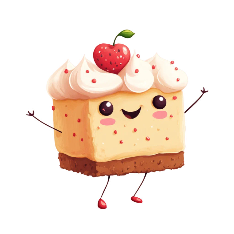 Cute Cake Character Vinyl Car Decal Sticker – Waterproof & UV-Resistant 8"