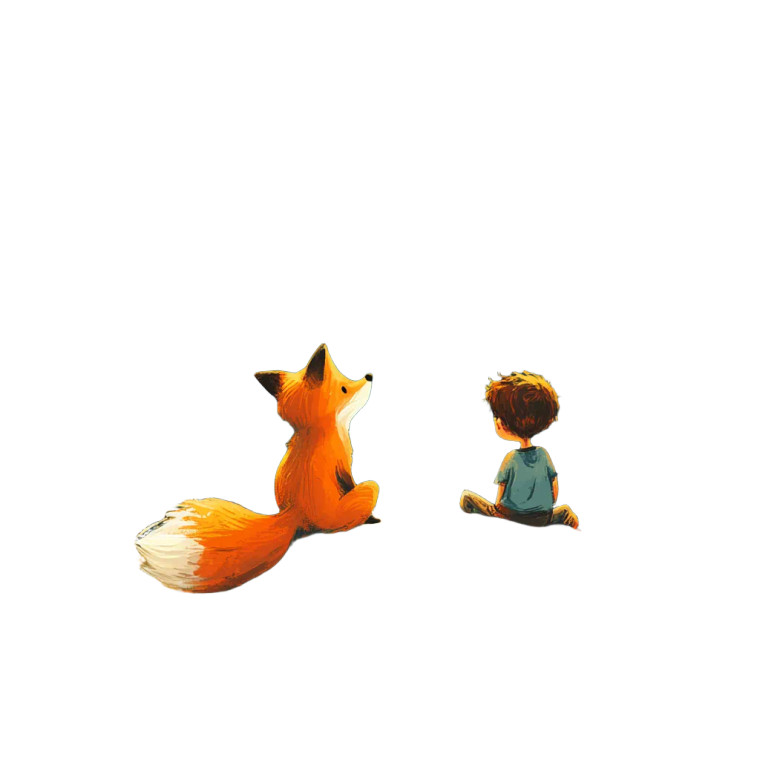 Fox And Boy Vinyl Car Decal Sticker – Waterproof & UV-Resistant 8"