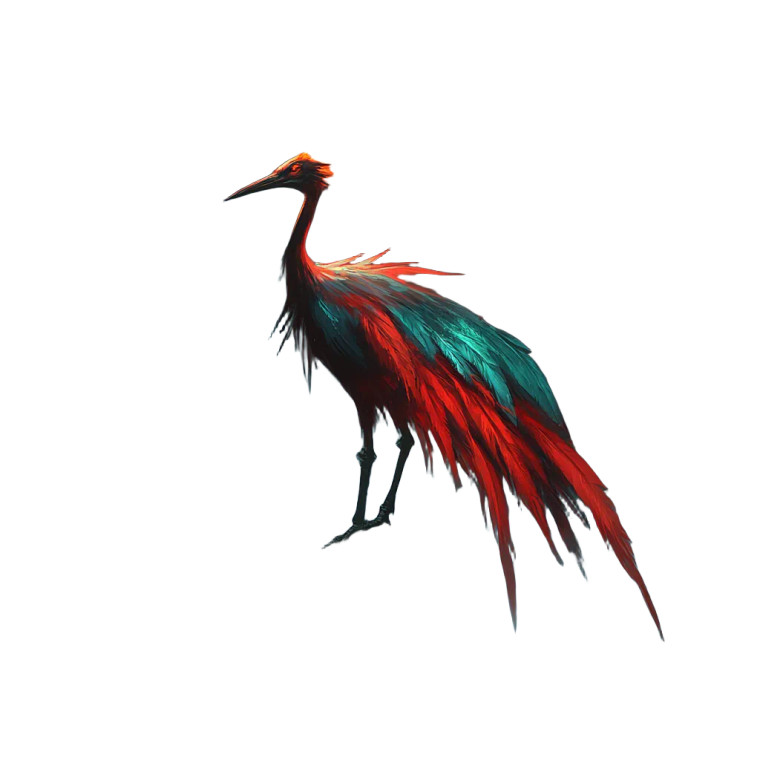 Flaming Crane Vinyl Car Decal Sticker – Waterproof & UV-Resistant 8"