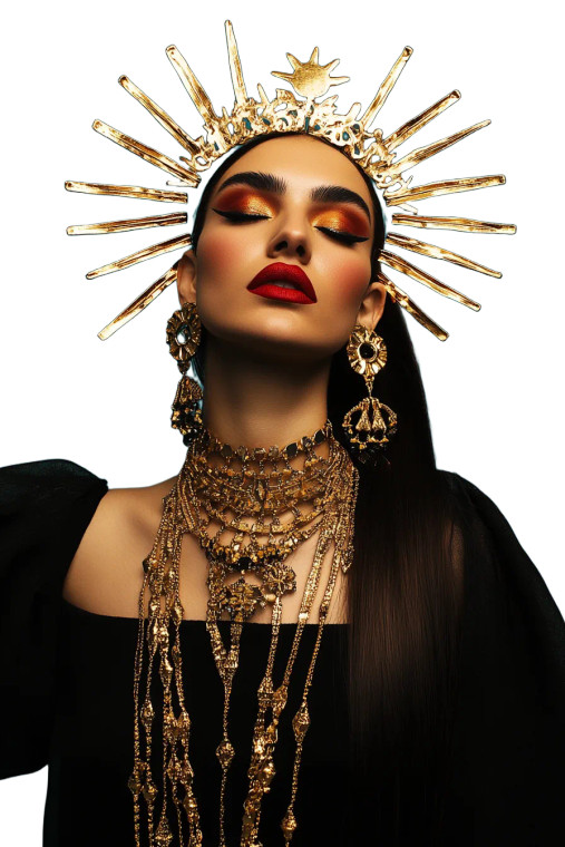 Majestic Golden Woman Vinyl Car Decal Sticker – Waterproof & UV-Resistant 8"